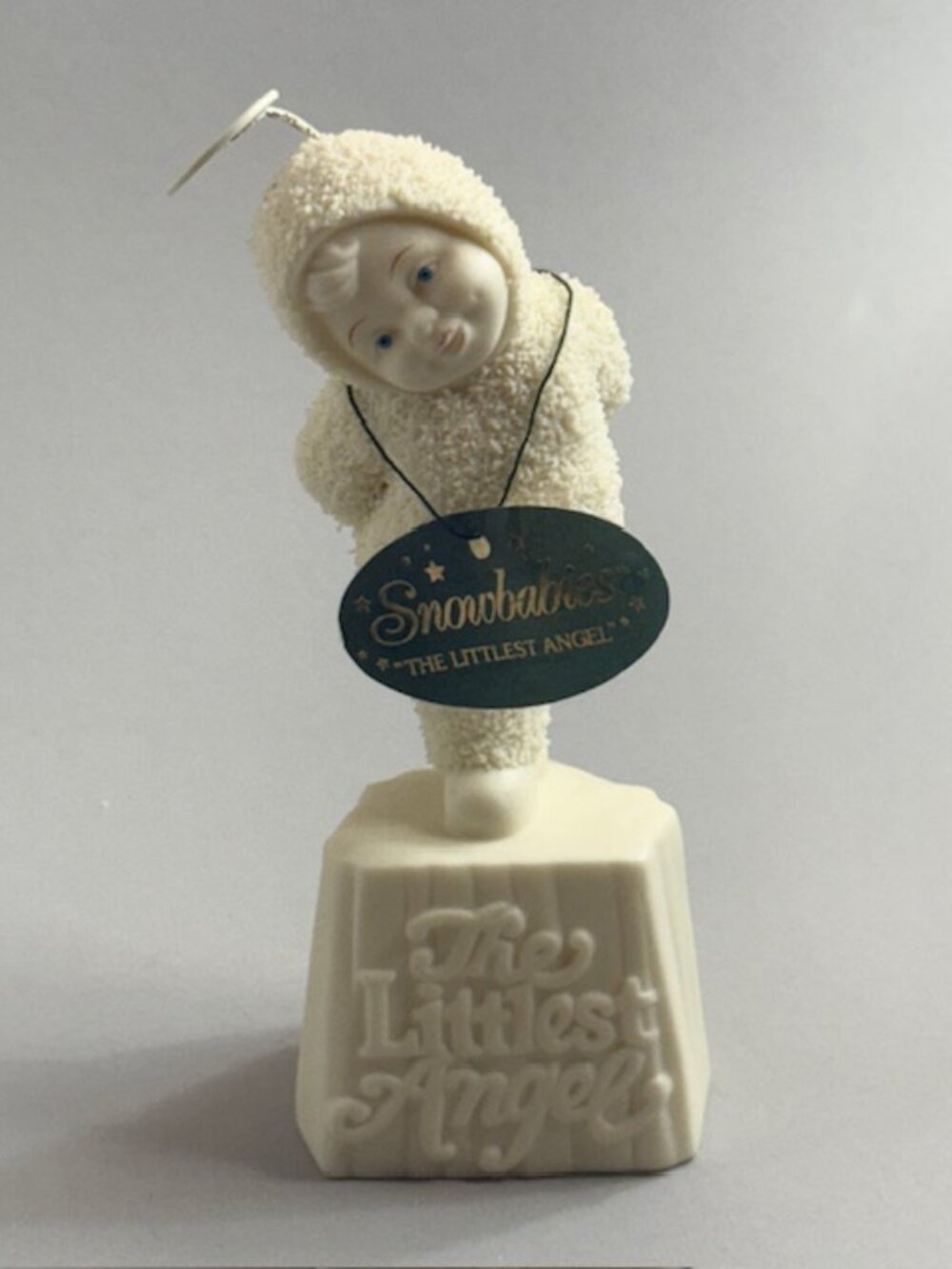 Vintage Snowbabies Department 56 Christmas Figurine Littlest Angel Tag Halo